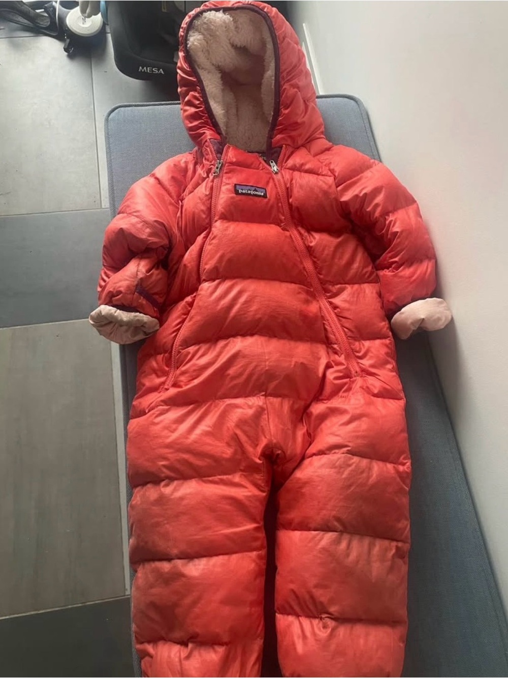Patagonia Red Puffer Jacket with Sherpa Hood - 12-18M